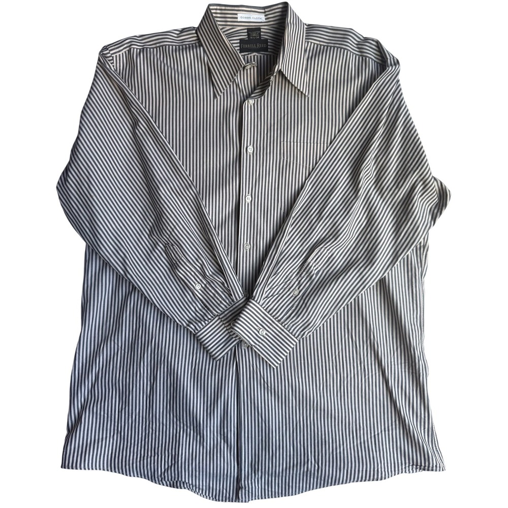 Ferrell Reed USA Made Dobbs Cloth Striped Button-Up Dress Shirt 16.5 34